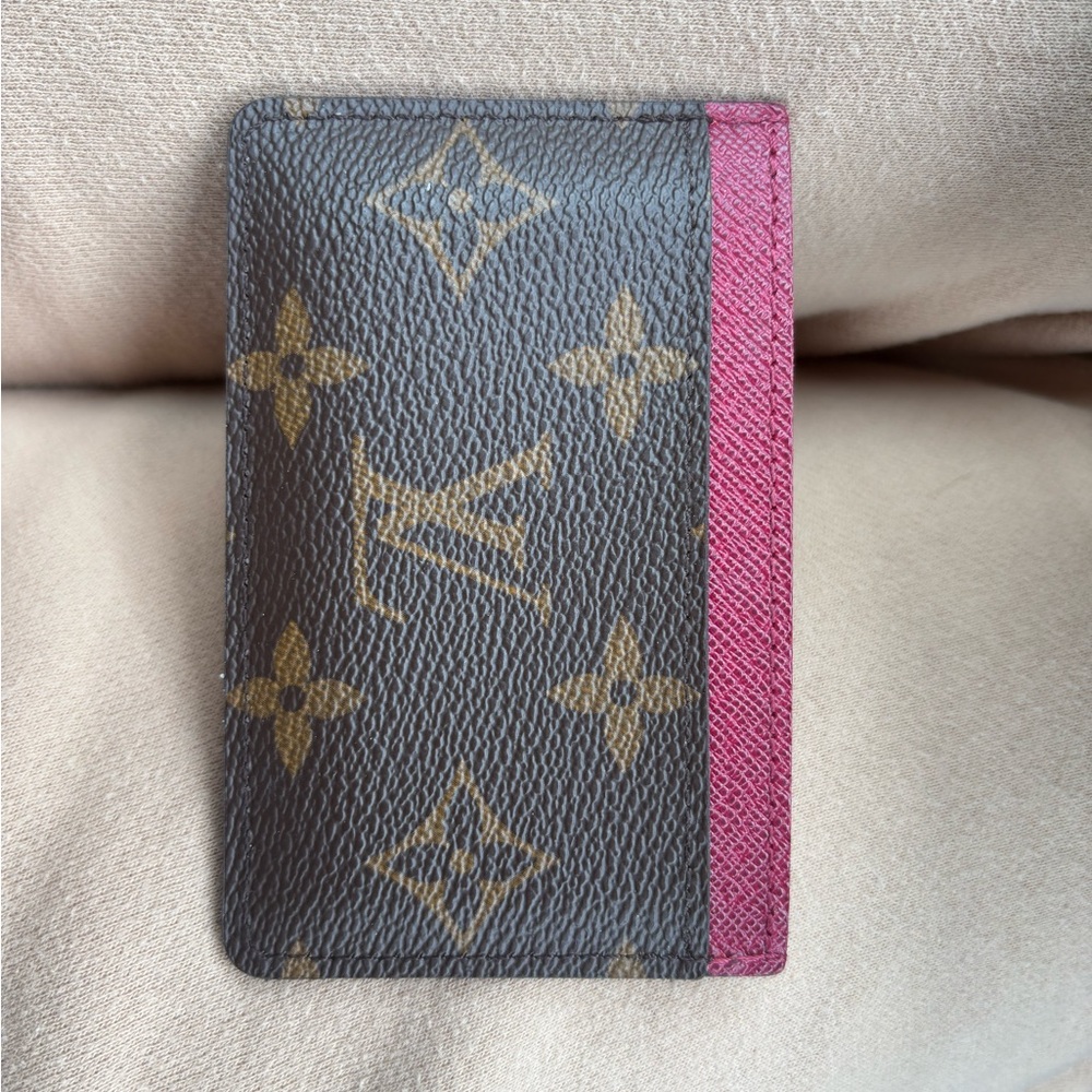 Louis Vuitton Monogram Card Case with Pink Edge